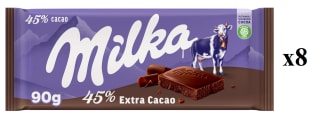 8 Tabletas de MILKA Chocolate con leche 45 % cacao 90 gr. por 8.6€