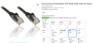 PremiumCord Patchkabel UTP RJ45-RJ45 Cat6 5m voor €1,82 bij Amazon
