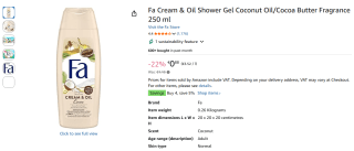 Fa Cream & Oil Shower Gel Coconut Oil 250 ml voor €0,88 bij Amazon DE