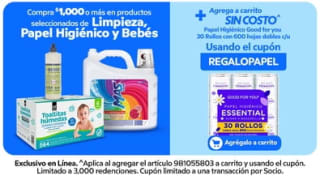 Paquete de 30 Rollos de Papel Higiénico Gratis en Sam's Club