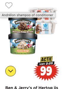Ben & Jerry's mini cups (100 ml) voor €0,99 bij Dirk