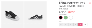 Tenis Adidas Streetcheck por $765 | Andrea
