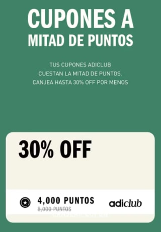 Cupones a Mitad de Puntos | Adidas