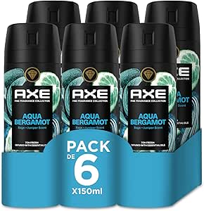 6 desodorantes Axe en Aerosol Hombre Aqua Bergamot Fragancia Premium por 15.62€