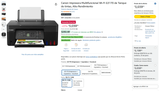 Impresora Canon G3170 Wi-Fi por $2,327 | Amazon (NU)