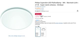 Philips Superslim 27K Plafonniere - LED voor €18,99 bij Amazon