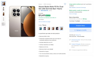 Xiaomi Redmi Note 15 Pro 256GB por $5,411 | Mercado Libre