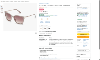 Lentes GUESS Mujer Gu7538 Rectangulares por $849 | Amazon