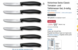 Victorinox Tafelmes 6 stuks zwart voor €25,11 bij Amazon