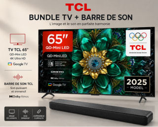 Pack Téléviseur 65" TCL 65Q6C + barre de son TCL S45HE - 4K QD-Mini LED à 599,99€