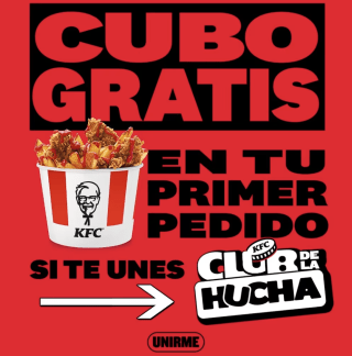 KFC Gratis cubo Polli Papas por unirte al Club de la Hucha