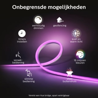 PHILIPS HUE lightstrip outdoor - wit en gekleurd licht - 5m voor €128 bij Bol