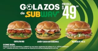 Golazos de Tres Sabores por $49 | Subway