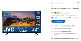 Pantalla JVC 32 QLED por $2,147 | Oferta Sam's Club