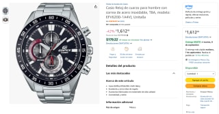 Reloj Casio Edifice EFV620D-1A4V por $1,613 en Amazon