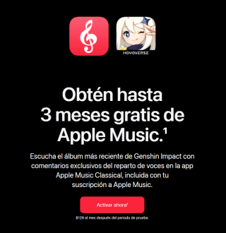Oferta 3 Meses Gratis de Apple Music