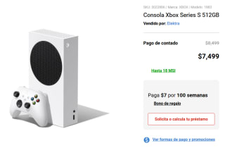 Consola Xbox Series S 512GB por $7,499