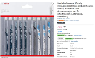 Bosch Professional 10-delig Decoupeerzaagbladen set voor €7,80 bij Amazon