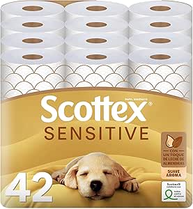 84 rollos Scottex Papel Higiénico Sensitive de 3 capas por 22.33€