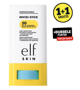 1+1 gratis op e.l.f. Skin Suntouchable Invisistick SPF50 bij Kruidvat