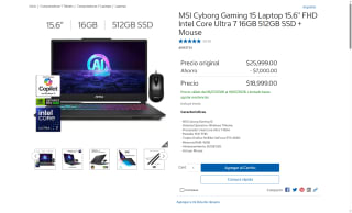 MSI Cyborg Gaming 15 FHD Ultra 7 RTX 4060 por $18,999 | Costco