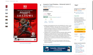 Assassin's Creed Shadows para Switch 2 por $785 | Descuento Amazon