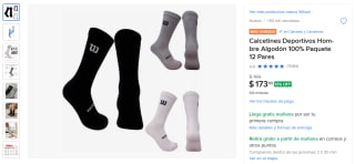 Calcetines Wilson 12 Pares 100% Algodón por $176 | Mercado Libre