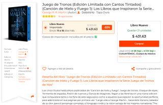 Juego de Tronos (Edición Limitada con Cantos Tintados) por $432 en BuscaLibre