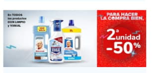 Segunda Unidad al -50% productos para la limpieza del baño en Carrefour.