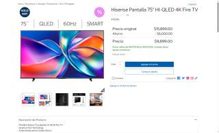 Pantalla Hisense 75" HI-QLED 4K por $9,899 | Oferta Costco