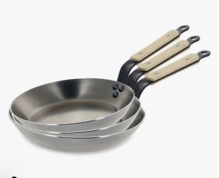 Lot 3 poêles acier Minéral B Bois 20, 24 et 28 cm De Buyer à 160,40€