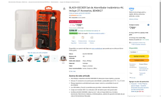 Set Atornillador Inalámbrico BLACK+DECKER 4V por $800 | Amazon