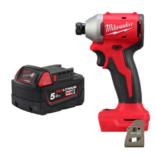 Milwaukee M18BLIDR-0 1/4" Hex Brushless 190Nm Impact Driver + Milwaukee M18 B5 18V 5.