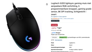 Logitech G203 LIGHTSYNC - Bedrade Gaming Muis voor €14,24 bij Amazon