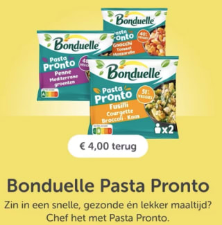 €4 cashback op Bonduelle Pasta n via Tikkie en de Plus