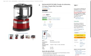 KitchenAid KFC3516ER Rojo por $891 | Amazon