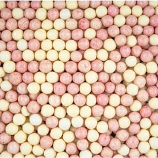 300 Gram Crunchy choco's wit & framboos voor €1,50 in de Notenshop