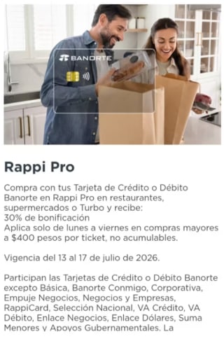 30% de Rebaja en Rappi | Banorte