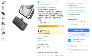 Power Bank Anker Nano 5000mAh por $392 | Oferta Mercado Libre