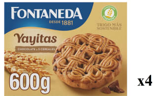4 Paquetes de Galletas de chocolate y 5 cereales Yayitas Fontaneda 600g por 10.23€