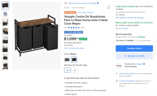 Cesto para ropa sucia con repisa por $1,100 en Mercado Libre