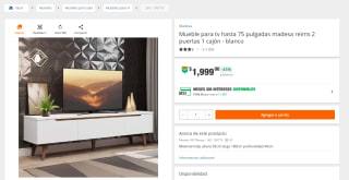 Mueble Para TV 2 Puertas 1 Cajón por $1,999 | Home Depot