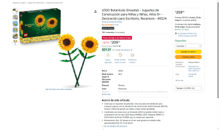Kit LEGO Botanicals Girasoles por $209 | Oferta Amazon