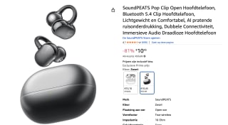 Soundpeats POP Clip Draadloze oordopjes voor €10,45 bij Amazon
