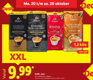 Bellarom Koffiebonen 1,2 kilo voor €9,99 bij de Lidl