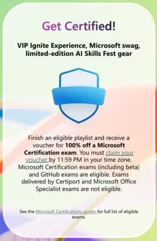 Cupón Gratis para Examen de Certificación | Microsoft AI Skills Fest