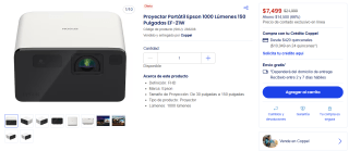 Proyector Portátil Epson EF-21W por $7,499 en Coppel
