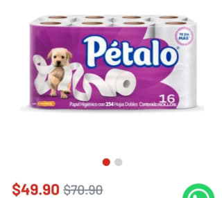 Papel Higiénico Pétalo Ultra Jumbo 16 Rollos 234 Hojas Dobles $50 | Oferta Soriana
