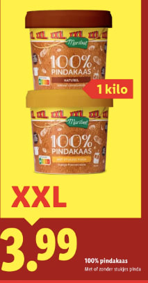 1 Kilo pindakaas voor €3,99 bij de Lidl