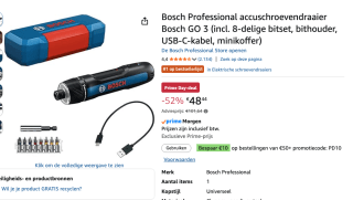 Bosch Professional GO (Gen 3) - Schroefmachine voor €48,44 bij Amazon